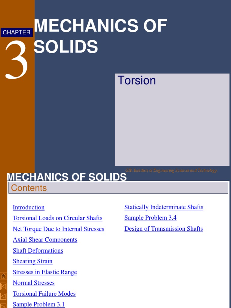 Mechanics of Solids: Torsion | PDF | Stress (Mechanics) | Deformation ...