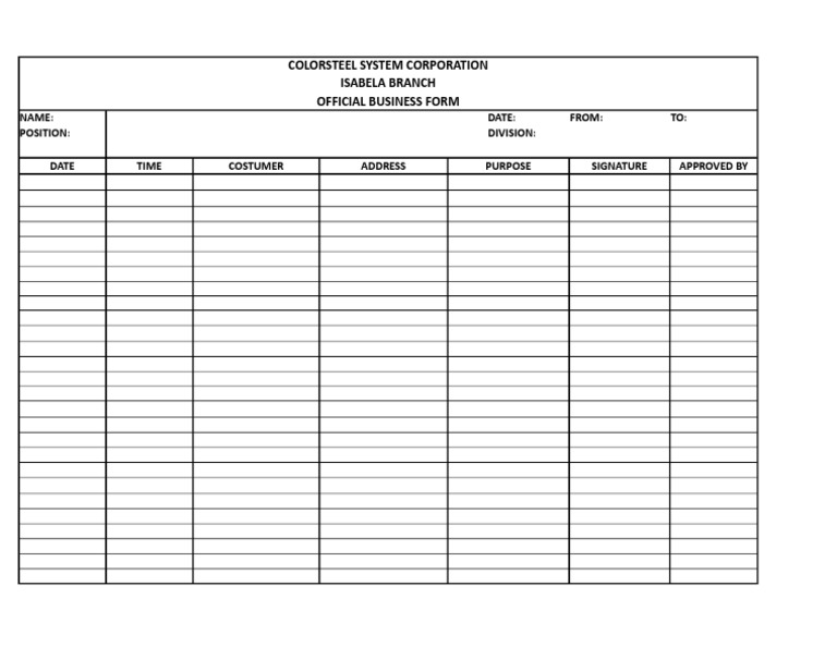 OB Form Sample for Isabela Branch | PDF