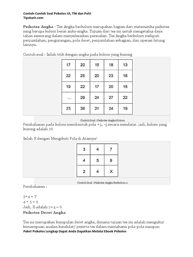23++ Contoh Soal Psikotes Ebook Download - Kumpulan Contoh ...