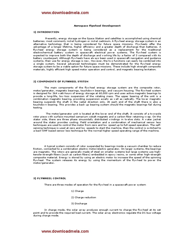 Aerospace Flywheel Development PDF Electric Motor