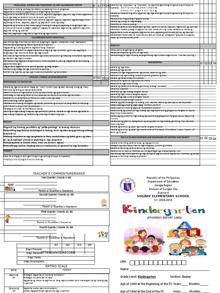 Kinder Report Card Bisaya Pdf