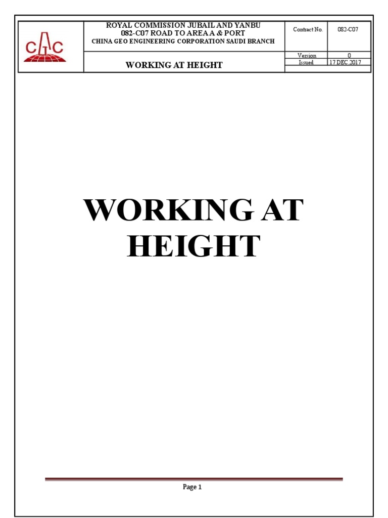 Guidelines for Working at Heights Fall Protection Requirements for