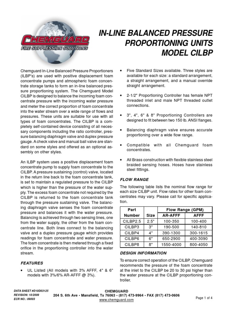 Chemguard ILBP Foam Proportioning System | PDF | Valve | Gas Technologies