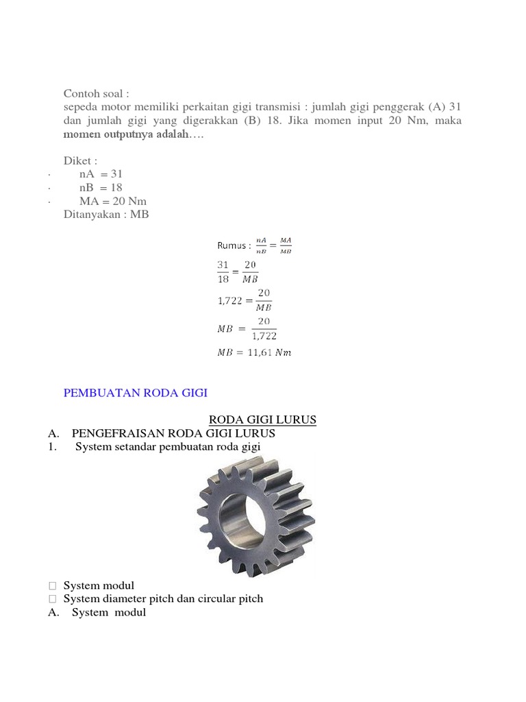 Rumus dan Ukuran Roda Gigi Lurus | PDF | Griya & Taman | Sains & Matematika