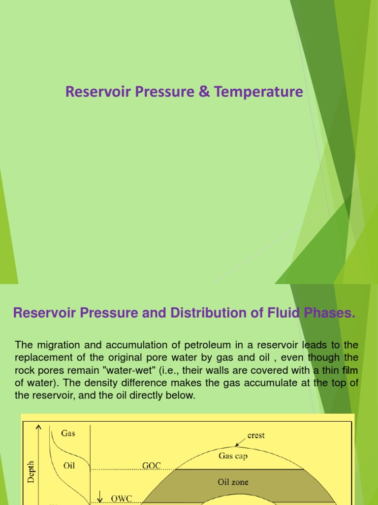 Lecture05 Reservoir Pressure&Temperature PDF Pressure Petroleum