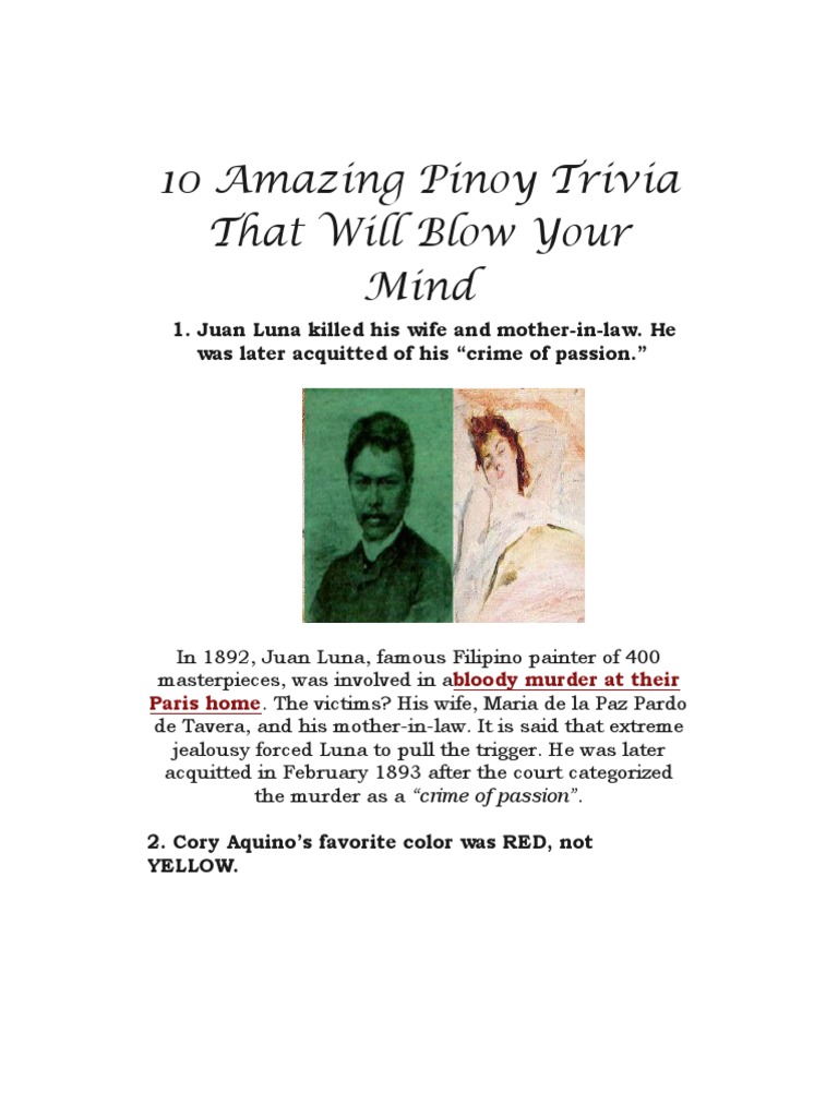 10 Amazing Pinoy Trivia That Will Blow Your Mind PDF Violence Nature