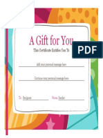 A Gift For You: This Certificate Entitles You To