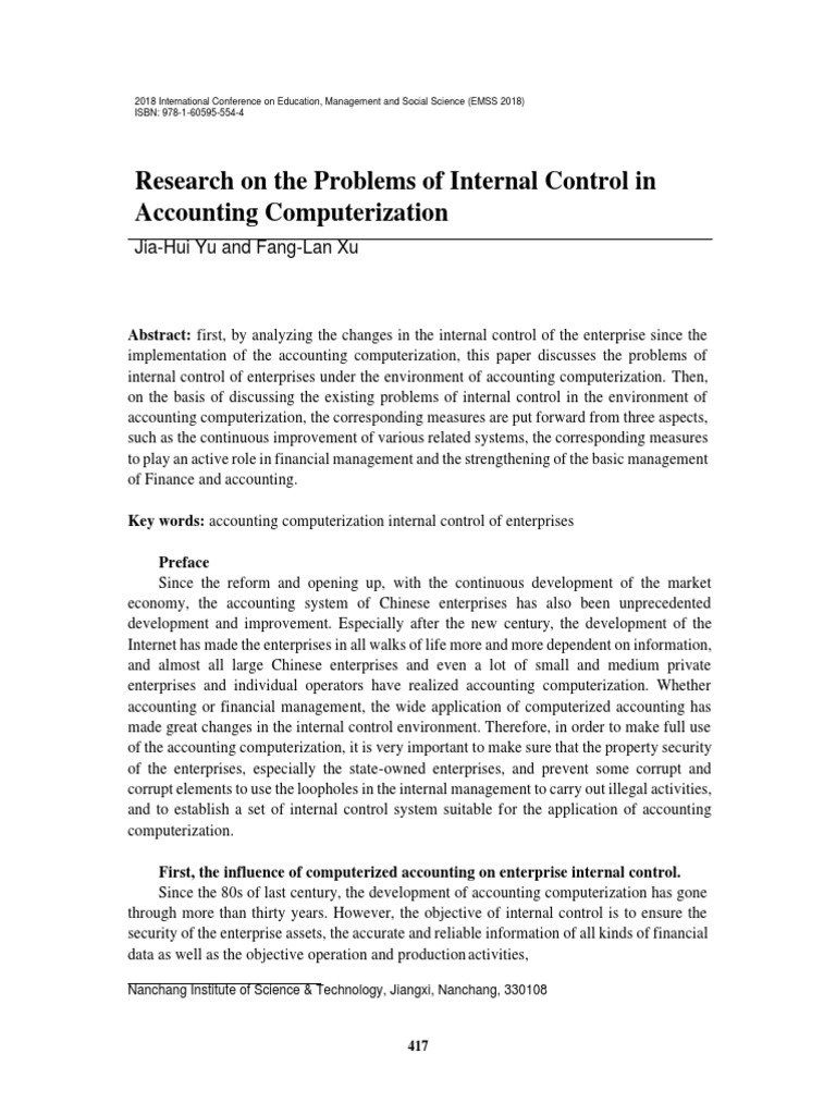 Research On The Problems of Internal Control in Accounting ...