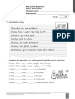 Total: Macmillan English 6 Unit 2 Worksheet Student Name: Total Mark