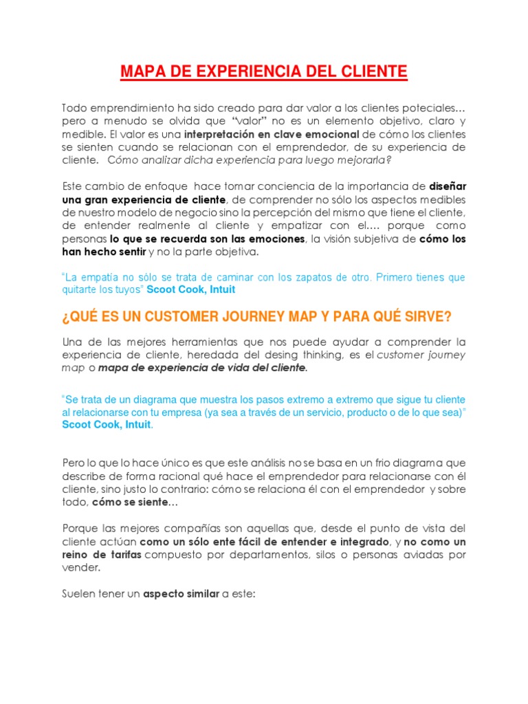 Mapa De Experiencia Del Cliente Pdf Experiencia Cliente