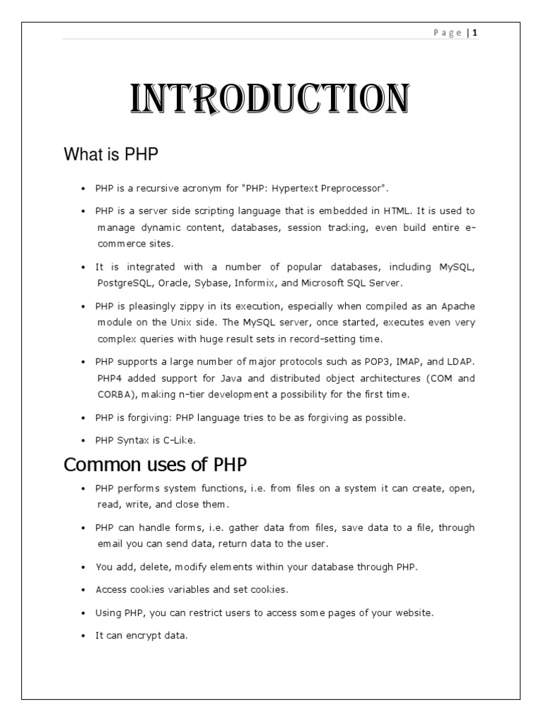 What Is PHP: Common Uses of PHP | PDF | Websites | Php