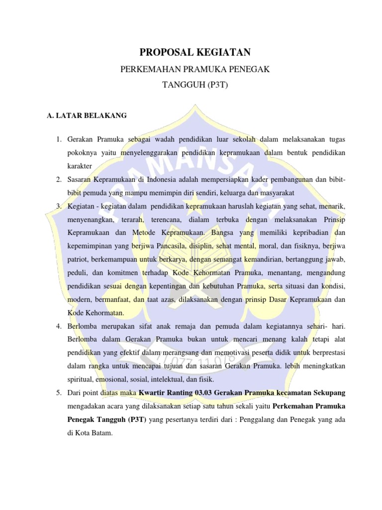 Proposal Kegiatan P3T | PDF