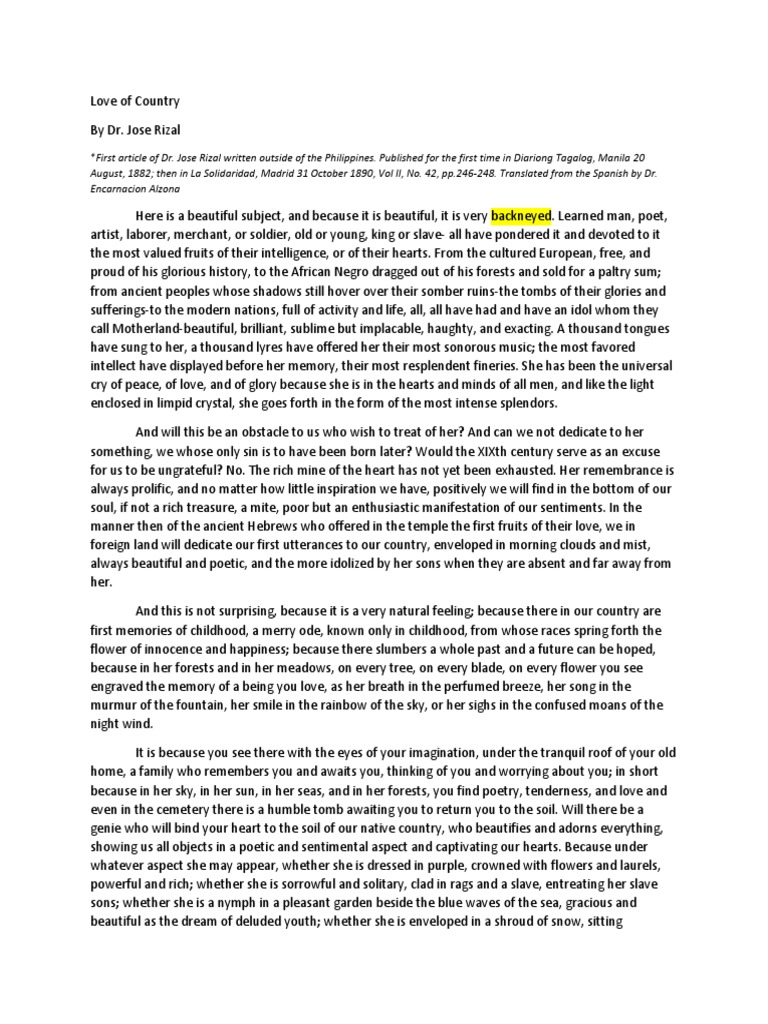 Love of Country El Amor Patrio English PDF Love