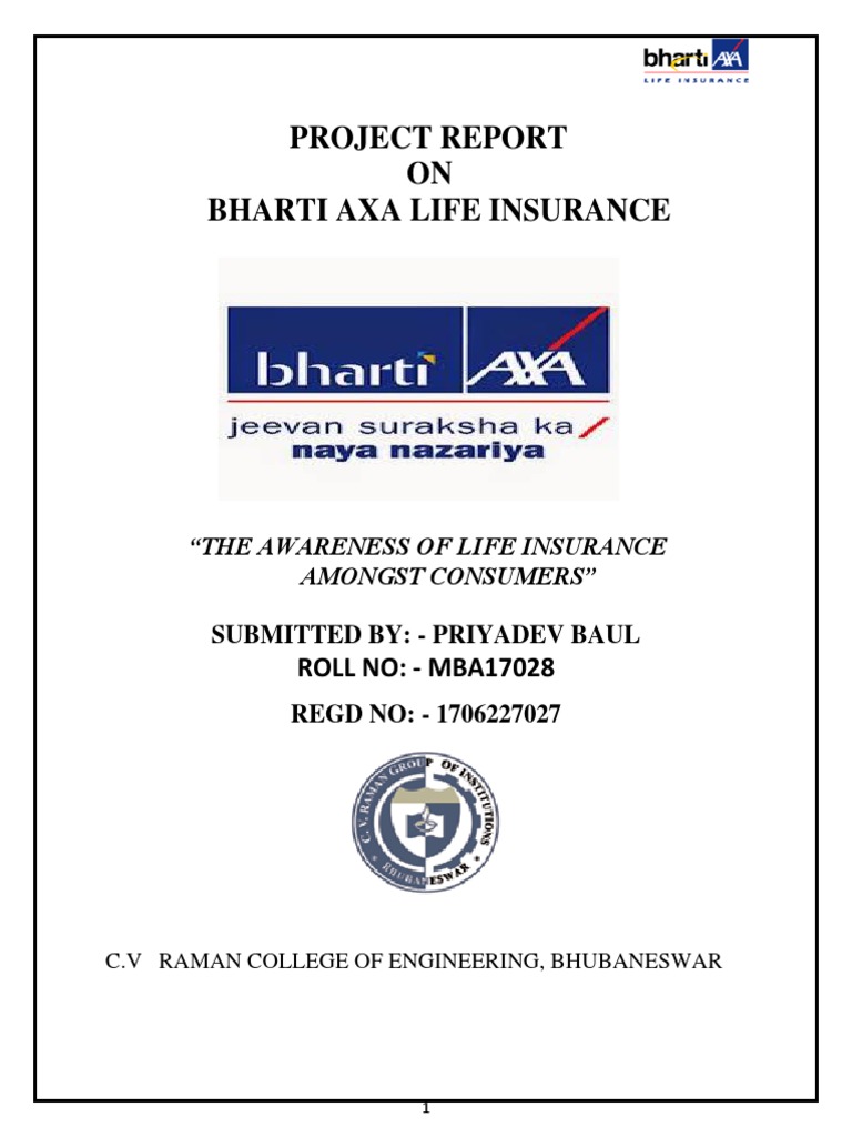 Internship Report On Bharti Axa Docx Life Insurance Insurance