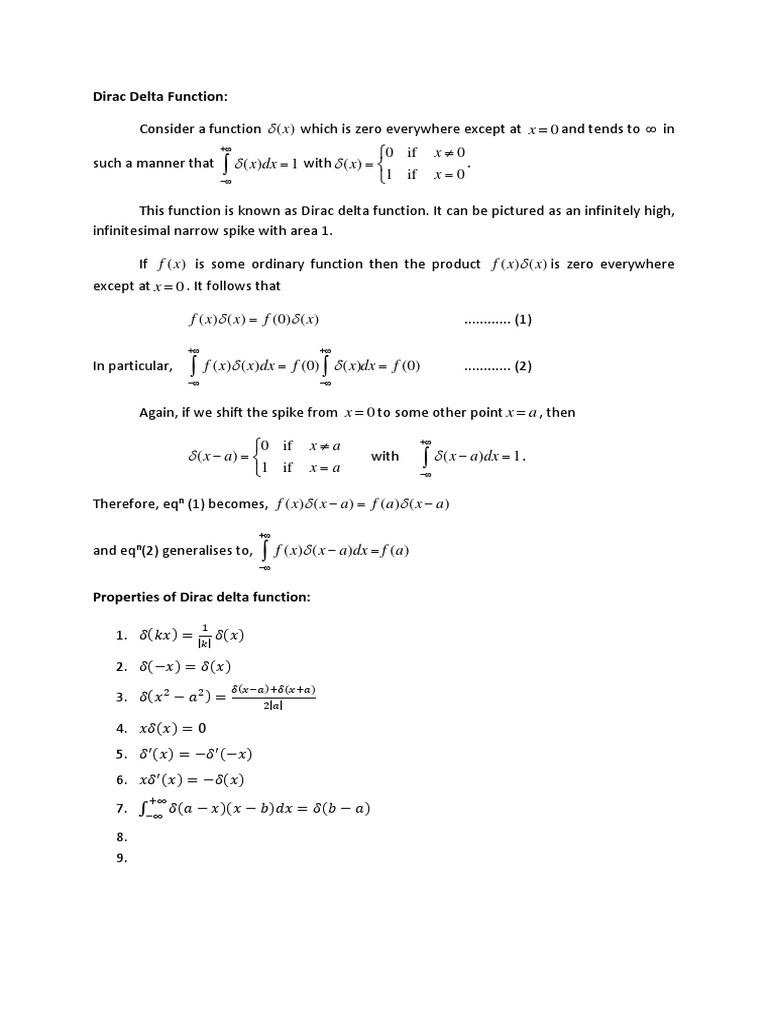 Dirac delta function pdf