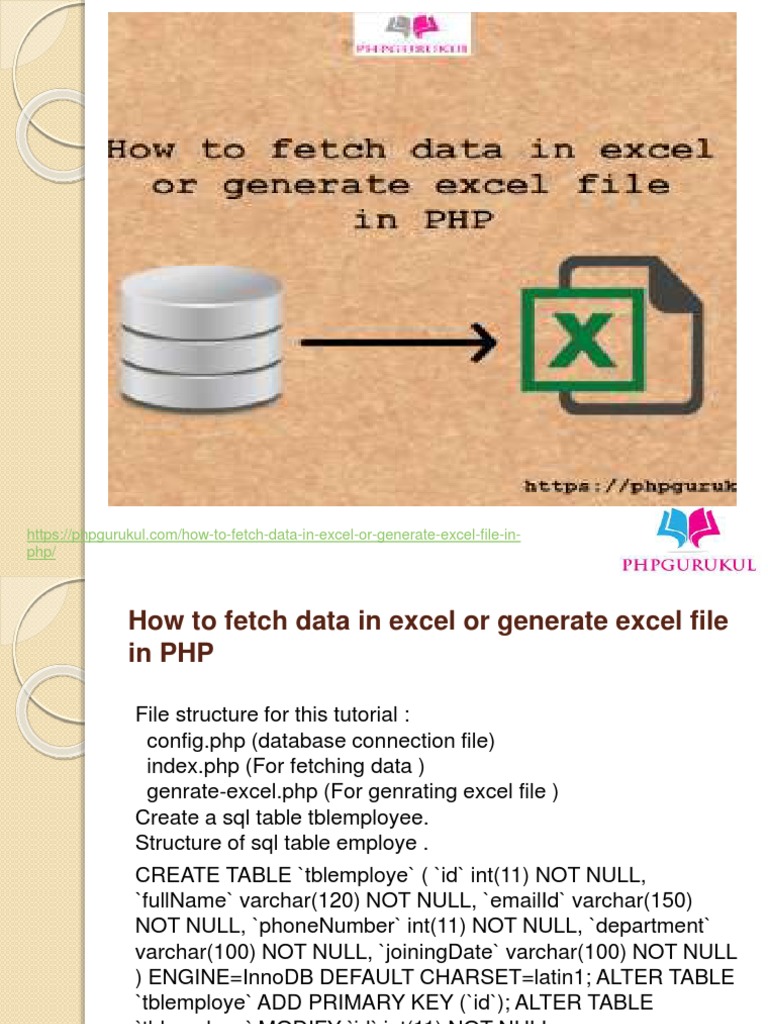 How To Fetch Data in Excel or Generate Excel File in PHP | PDF | Data ...