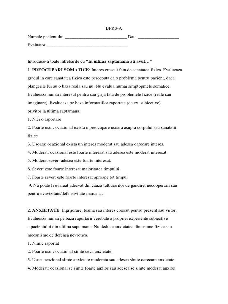 Bprs Test | PDF