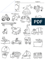 Ejercicio para Colorear Medios de Transporte