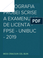 Bibliografia probei scrise a examenului de licenţă - FPSE - UNIBUC - 2019