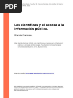 Wanda Fraiman (2013). Los Cientificos y El Acceso a La Informacion Publica