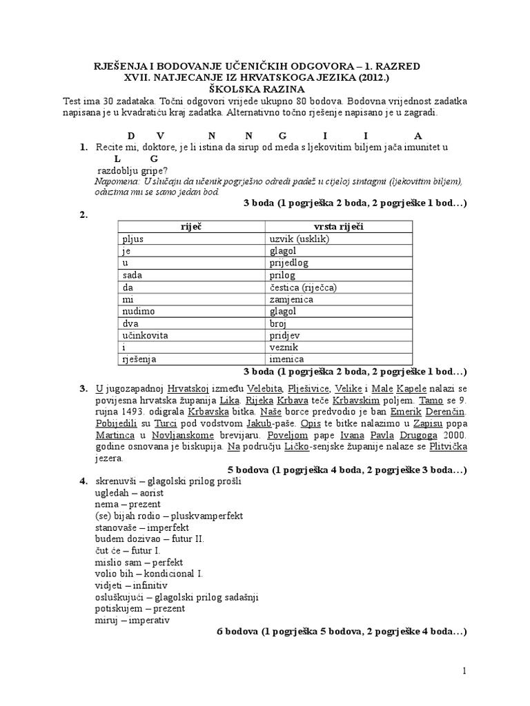 1.razred, Rjeáenja | PDF