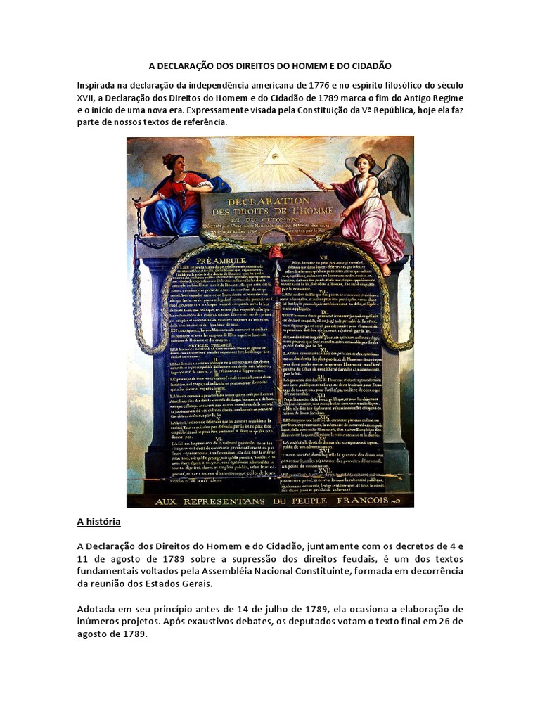Declaração dos Direitos do Homem 1789 | PDF | Direitos Humanos ...