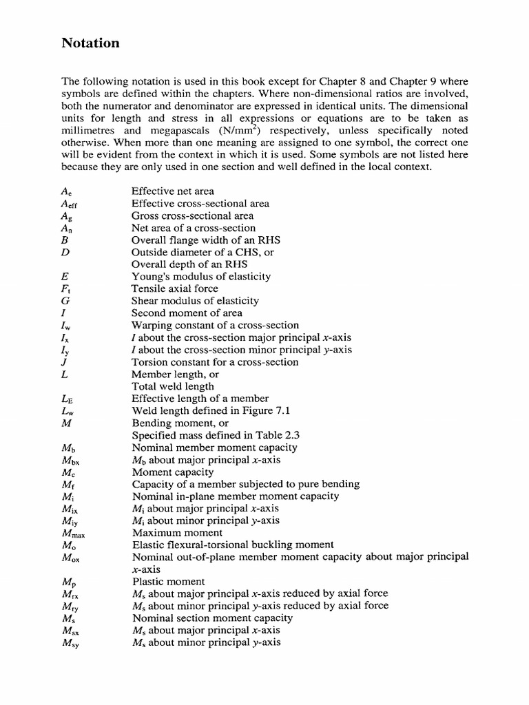 Structural Engineering Notation Guide | PDF | Bending | Buckling