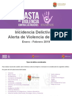 Incidencia Delictiva en Alerta de Violencia de Género: Enero - Febrero 2019