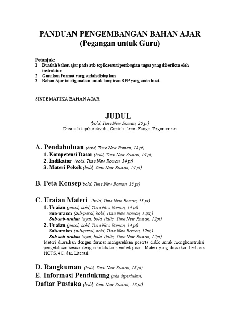 Panduan Pengembangan Bahan Ajar | PDF | Metode & Bahan Ajar