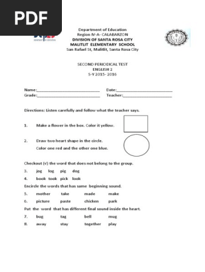 2nd Periodical Test in English