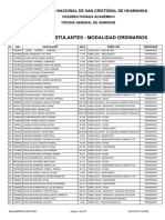 Lista de Distribución de Aulas para El Examen de Admisión 2019 - Ii, Modalidad Ordinario.