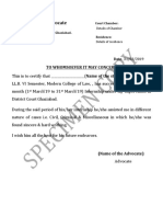Specimen Copy of Internship Certificate