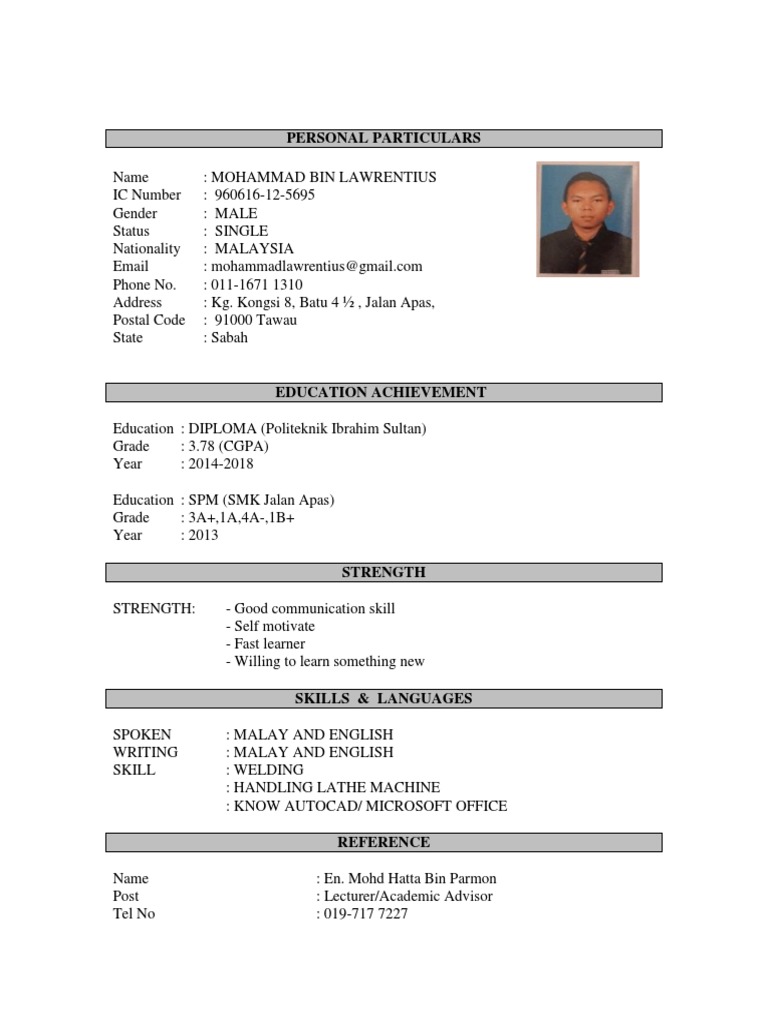 Resume Mohd Pdf Malaysia Behavior Modification