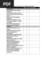 Persuasive Essay Editing Checklist