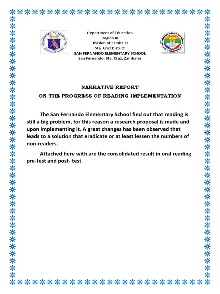 Narrative Report On Reading Implementation | PDF