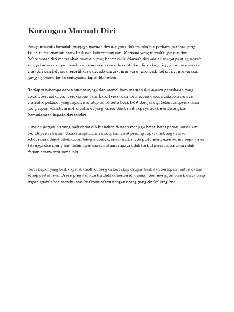 Karangan Maruah Diri Pdf