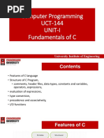 Computer Programming UCT-144 Unit-I Fundamentals of C: University Institute of Engineering