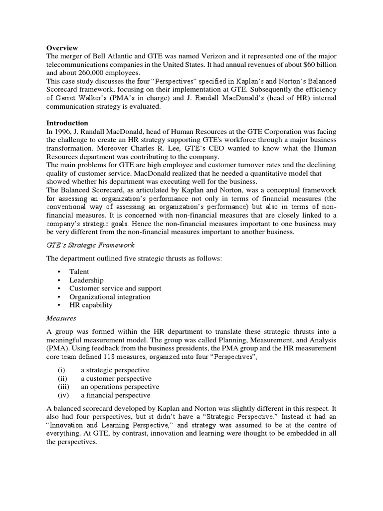 VERIZON COMMUNICATIONS Case Study PDF Verizon Communications Human Resources