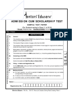 Admission Cum Scholarship Test Sample Paper (Ground Zero Engineering