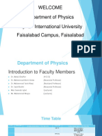 Welcome Department of Physics Riphah International University Faisalabad Campus, Faisalabad