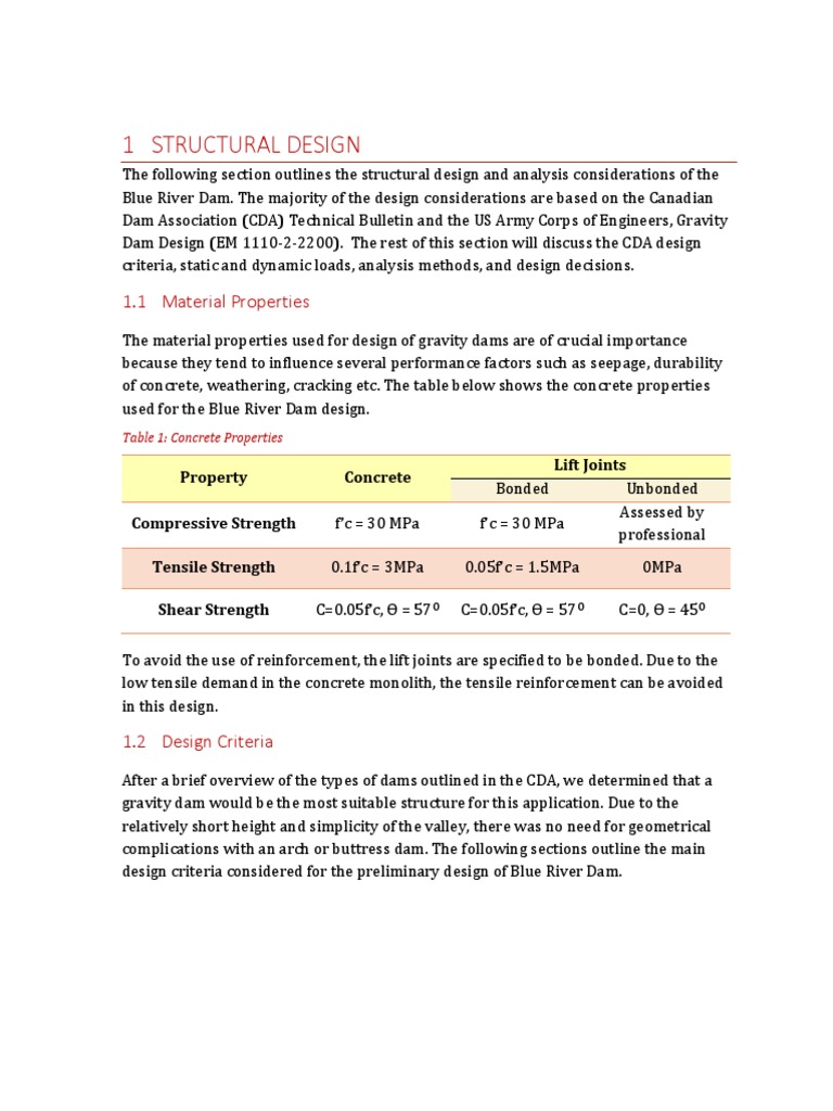 Blue River Dam Structural Design Guide | PDF | Stress (Mechanics ...