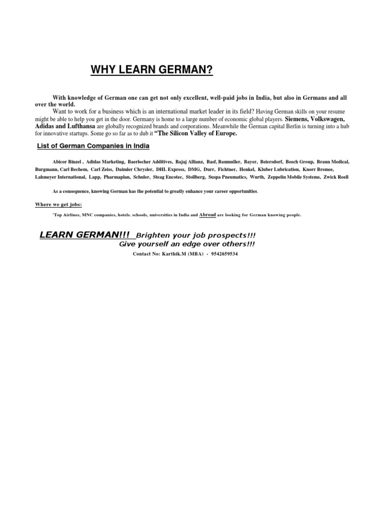Boost Your Career by Learning German | PDF | Finance & Money Management