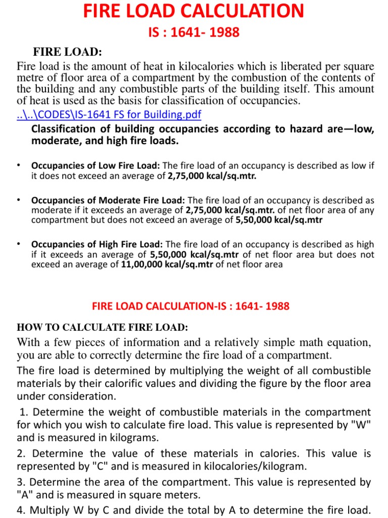Fire Load Calculation Guide | PDF | Calorie | Physics