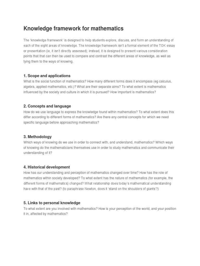 Today's Mathematics Knowledge Framework | PDF | Career & Growth ...