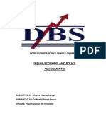 Indian Economy and Policy Assignment:1: Doon Business School Selaqui, Dehradun