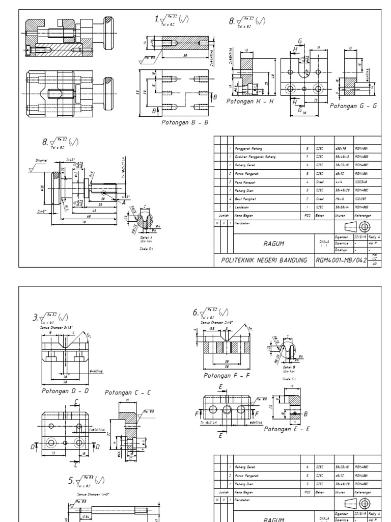 Sketsa Teknik Ragum 2D dan 3D | PDF