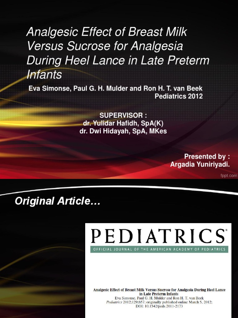 Analgesic Effect of Breast Milk Versus Sucrose for Analgesia During