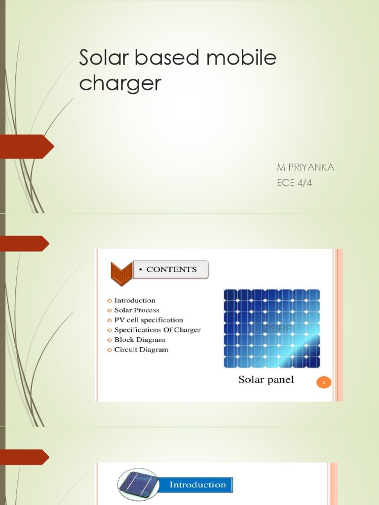 Solar Based Mobile Charger PDF Battery Charger Sustainable
