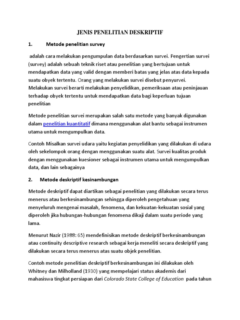 Pengertian Penelitian Deskriptif