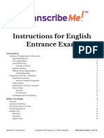 Instructions For English Entrance Exam: Confidential Property of Transcribeme!